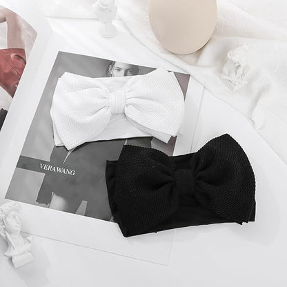 YanJie Baby Girl Bow Headbands - Black, White Nylon Hair 0-6 Months