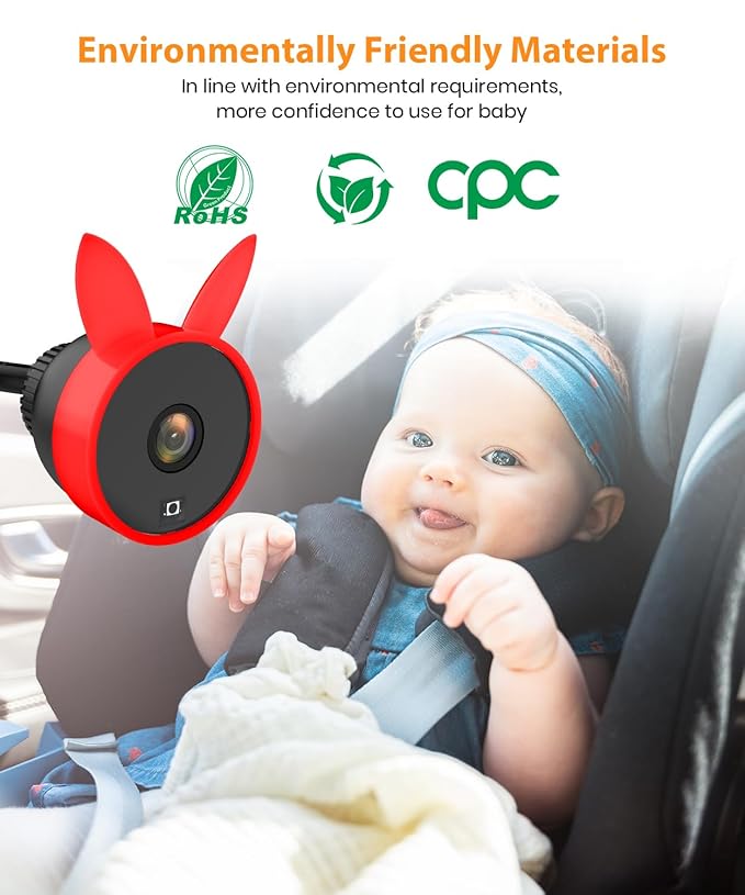 4.5'' HD 1080P USB Car Baby Camera with Night Vision, 360° Adjustable Rear-Facing Mirror,Plug & Play Vehicle Backup Monitor for Child Safety