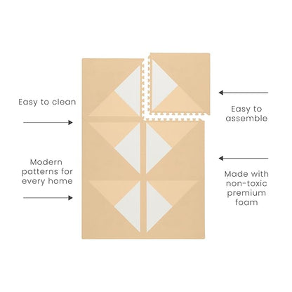 Toddlekind playmat - Prettier Puzzle Playmat (Kyte Wheat), 4 X 6 Feet (6 Tiles)