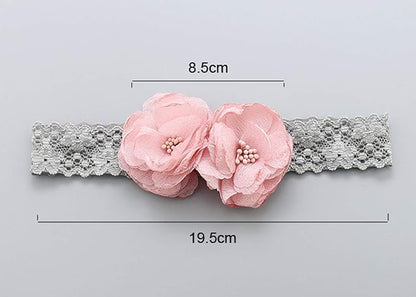 Kercisbeauty Baby Girls Pink Bows Headband Lace Flower Headwear