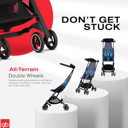 gb Pockit Air All Terrain Ultra Compact Lightweight Travel Stroller with Breathable Fabric in Night Blue , 28x17.5x39.8 Inch (Pack of 1)