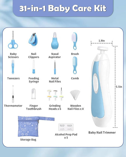 Lictin Baby Healthcare and Grooming Kit, 31 in 1 Baby Electric Nail Trimmer Set, Newborn Nursery Care Kit, Baby Essentials with Nail Clippers, Medicine Dispenser, Infant Comb, Brush