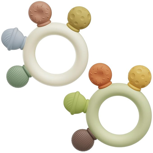 Baby Teething Toys for 0-6 Months, BPA Free Silicone Teethers 6 to 12 Months 2 Pack