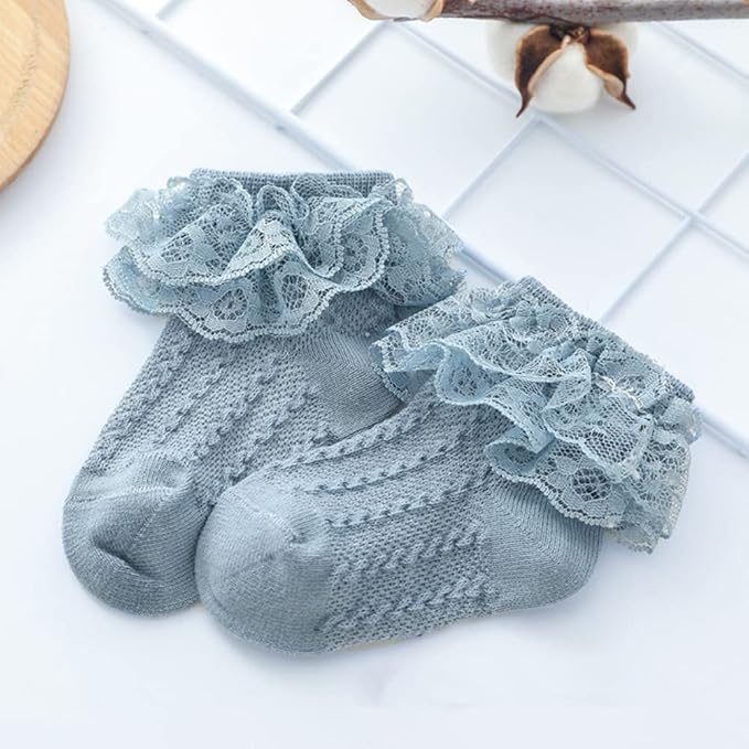 QandSweet Baby Girls' Eyelet Flower Socks Ankle Sock for Newborn