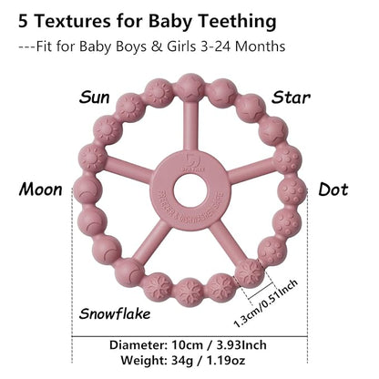 3 Pack Ring Teether, Silicone Teething Ring Toys for Babies 0-6 Months 6-12 Months 12-24 Months,