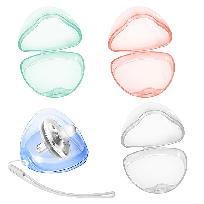 Pacifier Case,4 Pack BPA Free Pacifier Holder Case with Lanyard for Diaper Bag