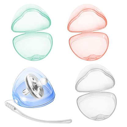 Pacifier Case,4 Pack BPA Free Pacifier Holder Case with Lanyard for Diaper Bag