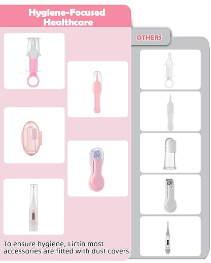 Baby Grooming and Health Kit, Lictin Safety Care Set, Newborn Nursery Health Care Set with Hair Brush,Comb,Nail Clippers and More for Newborn Infant Toddlers Baby Girls
