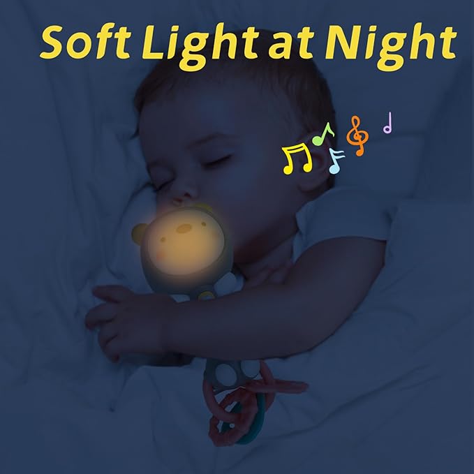 Musical Rabbit Light-Up Toy and Teething Ring for Toddlers Sensory 6 12 18 Month