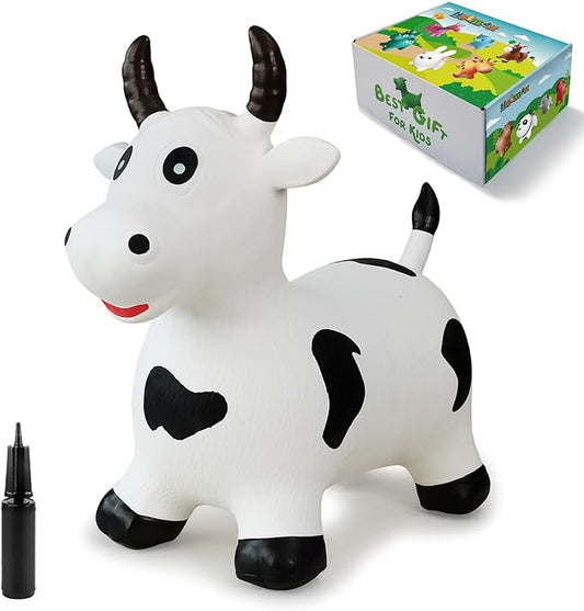 HotMax Bouncy Cow Hopping Horse Toys, Inflatable Bouncing Animal Hopper for Toddlers or Kids 2 3 4 Year