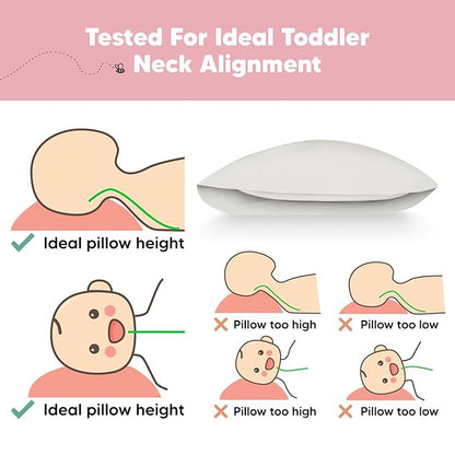 Toddler Pillow with Pillowcase - 13x18 My Little Dreamy Pillow, Organic Cotton Toddler Pillows for Sleeping, Kids Pillow, Travel Pillows, Mini Pillow, Nursery Pillow, Toddler Bed Pillow (Clay)