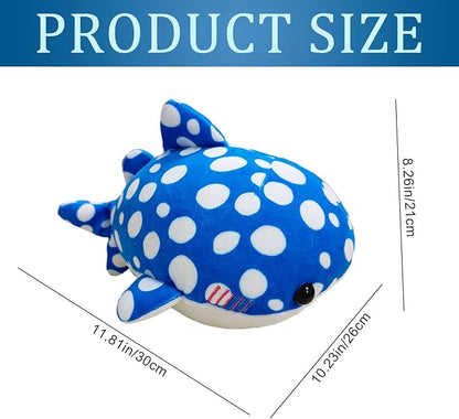 make my day 12in Blue Giant Realistic Whale Shark Stuffed Animal Kids Plush Toy Pillows Stuffed Blue Whale Doll Gifts for Kids Girls Boys, Birthday 2