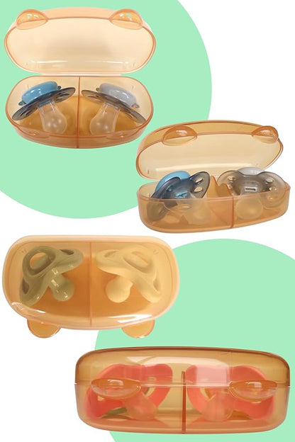 Pacifier Case Holder Storage 2 Pacifier with Division Transparent Portable