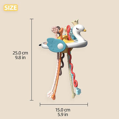 Baby Sensory Montessori Toys - Pull String Fine Motor Skills, Fidget Activity Travel Car Seat Toy with Pop Buttons Pressing Slider 18 Months