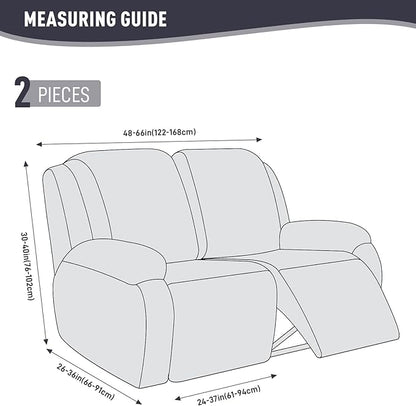 KinCam Recliner Covers, Stretch Reclining Chair Covers, Recliner Sofa Slipcovers Stripe Jacquard Recliner Couch Covers Furniture Protector Covers for Pet Kid (2 Seater, Dark Gray)
