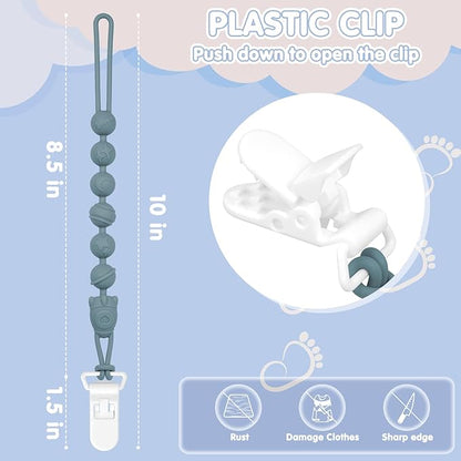 4-Pack Silicone Pacifier Clips’╝ÜOne-Piece Baby Pacifier Clip, 100% Food Grade Silicone