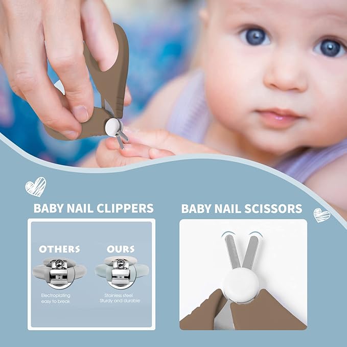 6-in-1 Baby Grooming Set, Natural Wooden Hairbrush and Comb, Nail Clippers,Nail Scissors, Nail File and Tweezers for Kids and Newborns in Nice Gift Box