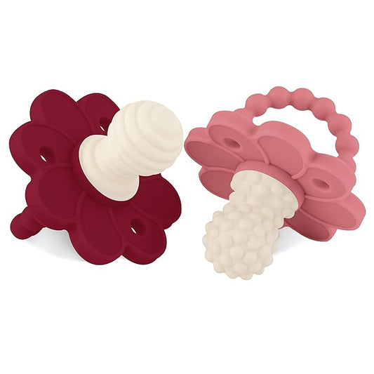 Soothipop Silicone Pacifier Teething Toys for Babies 0-6 Months 12, 18 Months - (2 Pack) Pacifier Shaped Baby Teether