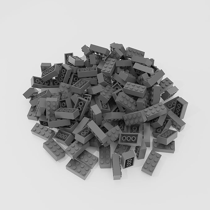 Classic Bulk Brick Block 2x4, 300 Piece Building Brick Dark Grey 3001, Creative