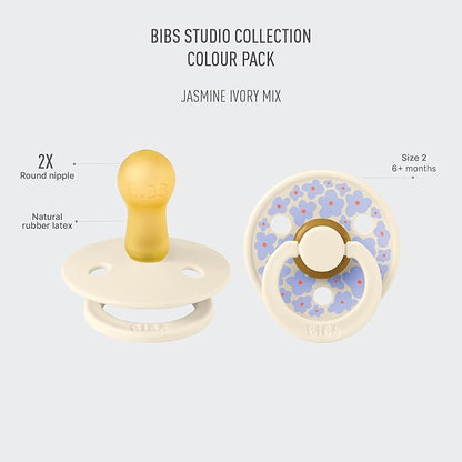 BIBS Pacifiers - Colour Studio 2 Pack | Round Nipple Baby Pacifier 6+ Months