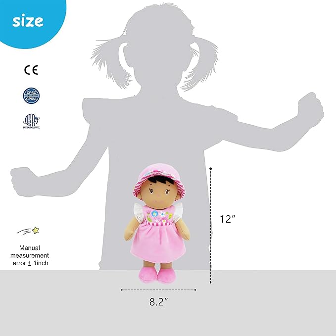 June Garden 12" Soft Dolly Malorie - Stuffed Soft Baby Doll Gift for 1 2 3 Year Old Girls