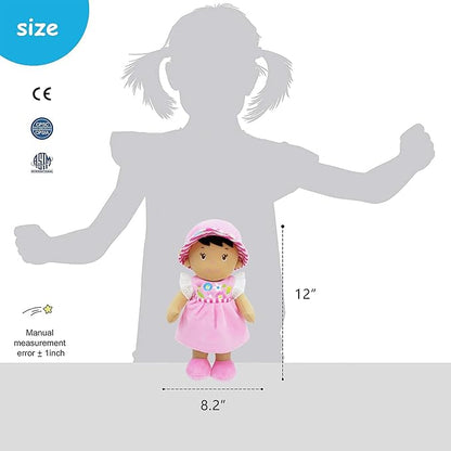 June Garden 12" Soft Dolly Malorie - Stuffed Soft Baby Doll Gift for 1 2 3 Year Old Girls