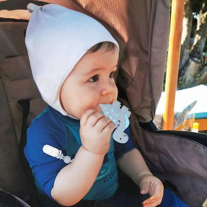 Baby Teething Toys,Food Grade Silicone Teether with One-Piece Pacifier Clip Holder 3 Months+