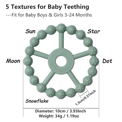 3 Pack Ring Teether, Silicone Teething Ring Toys for Babies 0-6 Months 6-12 Months 12-24 Months,
