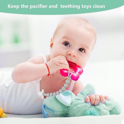 4-Pack Silicone Pacifier Clips with One-Piece Beads for Baby Boys
