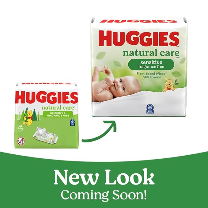 Sensitive Baby Wipes, Huggies Natural Care Baby Diaper Wipes, Unscented, Hypoallergenic, 99% Purified Water, 24 Soft Pack (1344 Wipes Total)