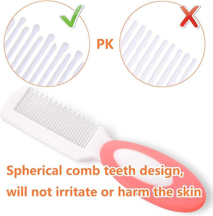 Baby Hair Brush, Cradle Cap Brush, Baby Hair Comb, Baby Hair Brush and Comb Set for Newborns & Toddlers, Baby Brush Soft Bristles, Ideal for Cradle Cap, Perfect Baby Registry Gift (Pink)