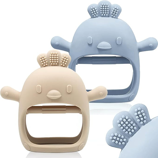 2 Packs Baby Teething Toy for 0-6 6-12 Months, Food Grade Silicone Teething Mitten