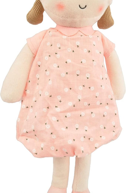 Linzy Toys, Soft Plush Light Pink Blue Emily Rag Doll for Girl 15" My (89835)