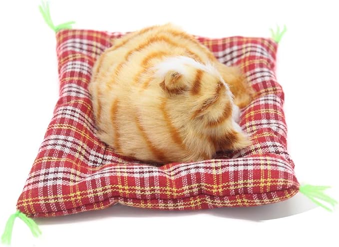 2Pcs Sleeping Cat on Pad Doll Toy, Cute Mini Kitten