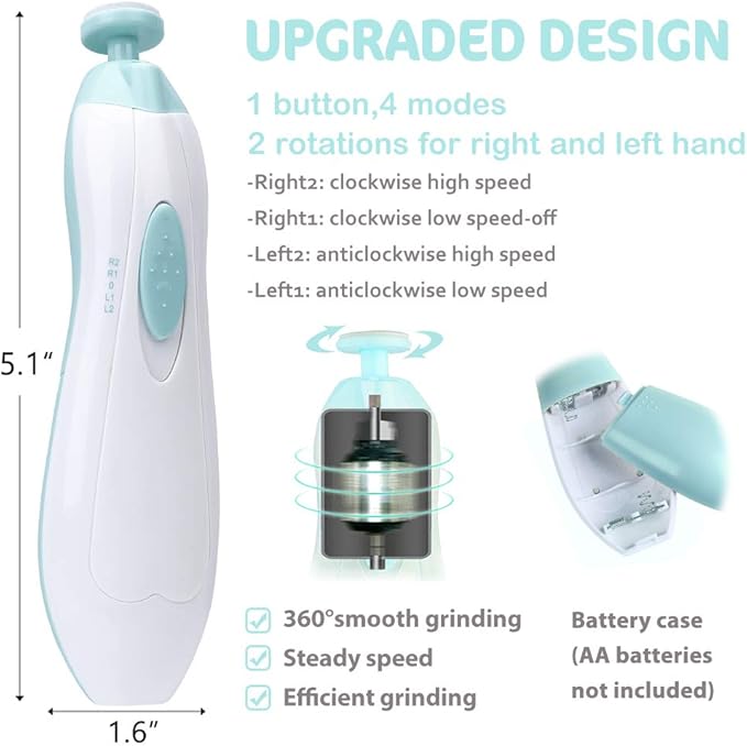 Baby Nail Trimmer Electric Nail File Baby Nail Clippers, 20 in 1 Safe Nail Filer Grinder Kit for Newborn Infant Toddler Kids or Adults Toes Fingernails Care Trim Polish, Led Light and Grinding Heads