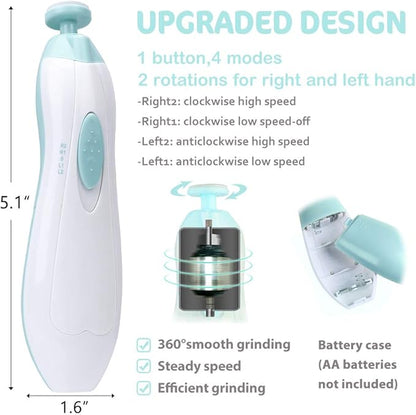 Baby Nail Trimmer Electric Nail File Baby Nail Clippers, 20 in 1 Safe Nail Filer Grinder Kit for Newborn Infant Toddler Kids or Adults Toes Fingernails Care Trim Polish, Led Light and Grinding Heads