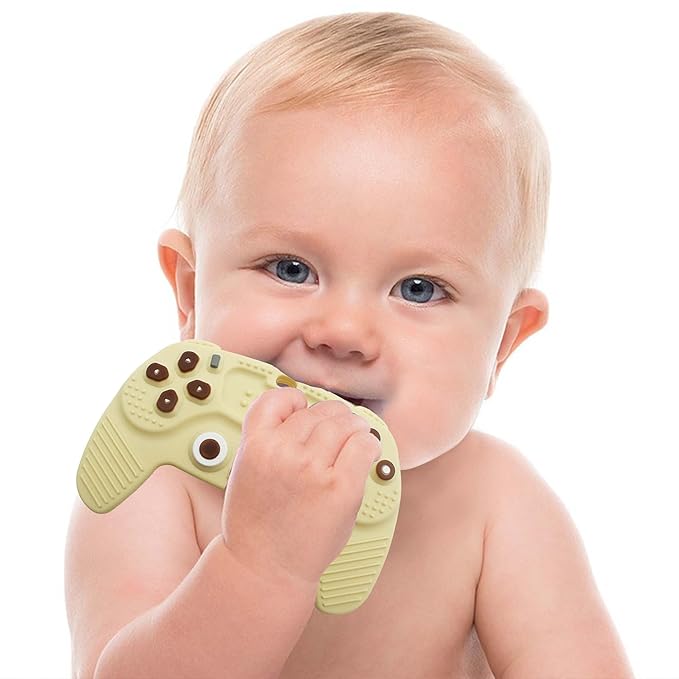 Teething Remote Control for Baby with Pacifier Clip, Funny Teethers for Baby for Baby Girl Or Boy 3-6 6-12