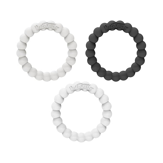 Dr. Brown's Flexees Beaded Teether Rings, 100% Silicone 3 Pack, 3m+