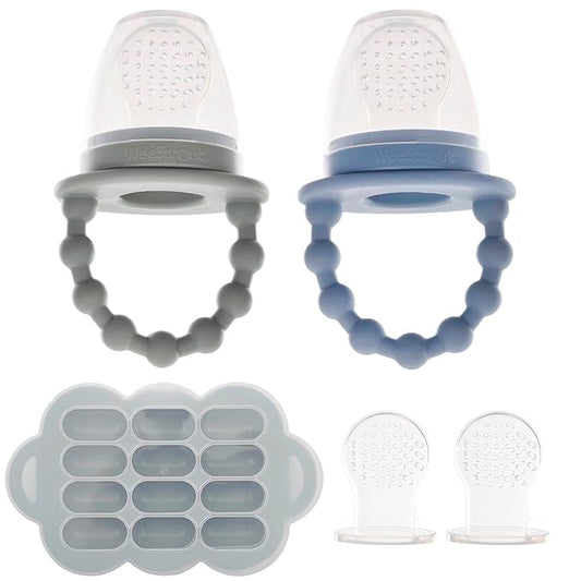WeeSprout Silicone Baby Food Feeders + Freezer Tray for Batch Prep, Set of 2 2 Extra