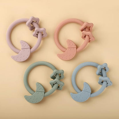 Silicone Baby Teething Toy, Silicone Baby Ring Teether for Babies 3 Months+