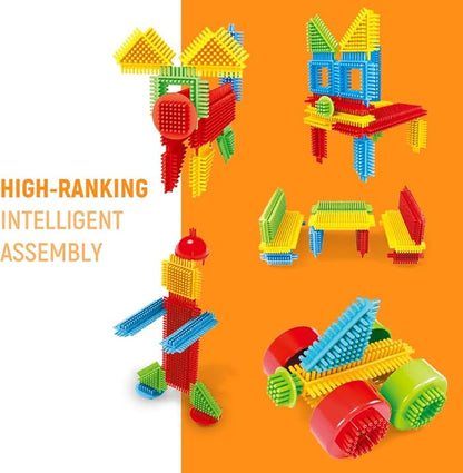 teytoy My First Baby Building Toys, 150pcs Bristle Shape 3D Building Blocks Toy Set 4-8 Years