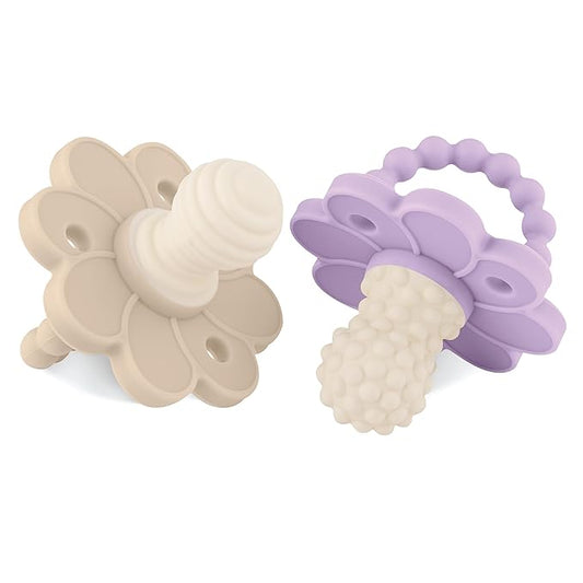 Soothipop Silicone Pacifier Teething Toys for Babies 0-6 Months 12, 18 Months - (2 Pack) Pacifier Shaped Baby Teether