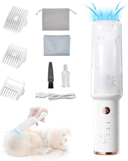 Baby Hair Clippers with Vacuum, Ultra Quiet Baby Hair Cutting Kit Silent Clippers Kids Clippers for Beginner,Waterproof Baby Grooming Kit for Newborns