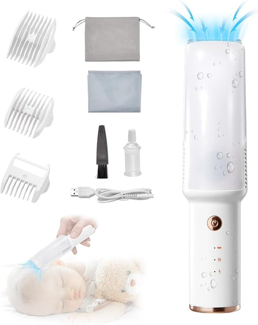 Baby Hair Clippers with Vacuum, Ultra Quiet Baby Hair Cutting Kit Silent Clippers Kids Clippers for Beginner,Waterproof Baby Grooming Kit for Newborns