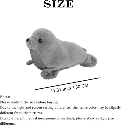 Seal Plush Stuffed Animal Grey Cute Toy Pillow Kawaii Doll 11.8 inch