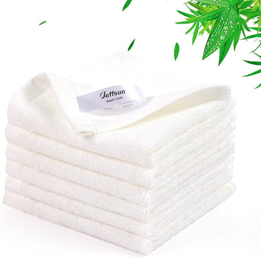 Baby Washcloths 6 Pack, 10x10 inch Heavenly Soft White Wash Cloths for Face and Body