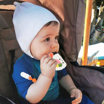 Baby Teething Toys,Food Grade Silicone Teether with One-Piece Pacifier Clip Holder 3 Months+