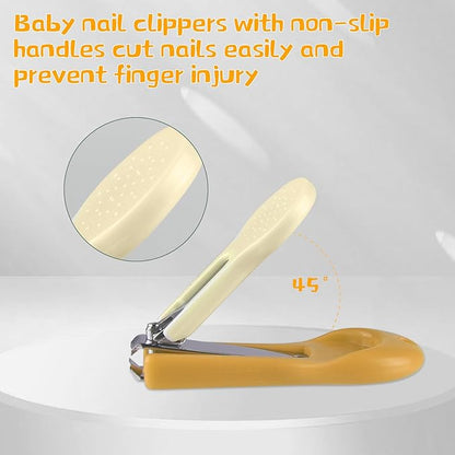 Baby Nail Kit, Baby Manicure Kit and Pedicure Kit with Cute Bear Shape Case, 4-in-1 Kit with Baby Nail Clipper, Scissor, Nail File & Tweezer for Newborn, Infant, Toddler, Mothers Day Gifts(Yellow)
