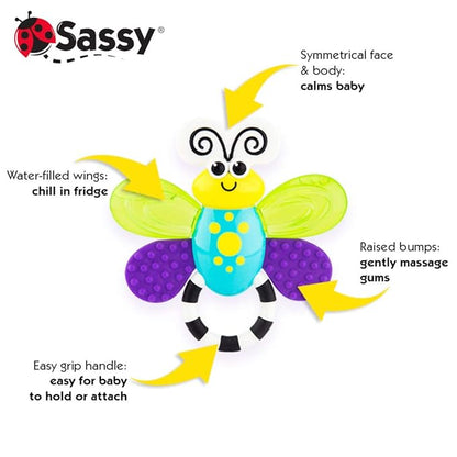 Sassy Flutterby Teether | Water-Filled Teether Soothes Gums 3 Months (80106)