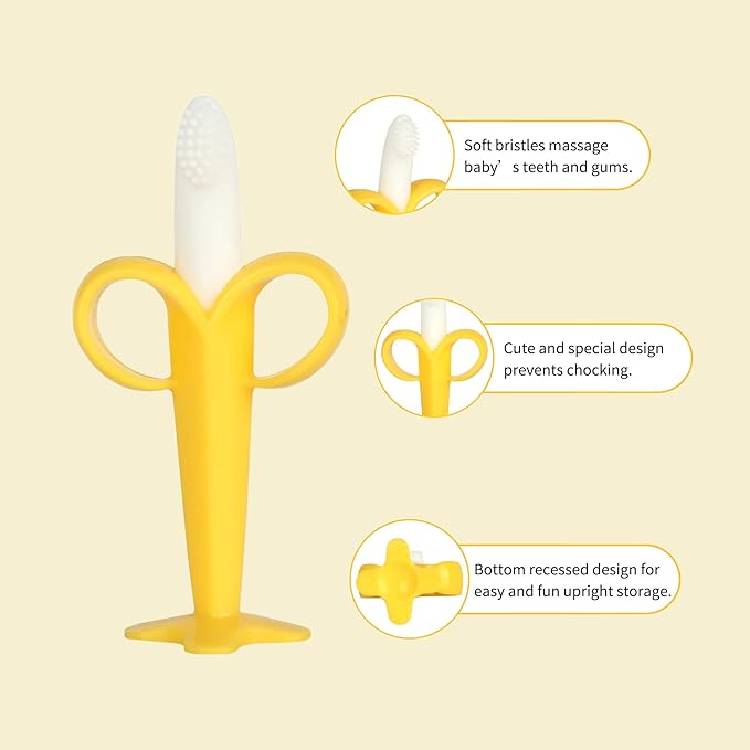 Chuya Teething Toys (4 Pack) Teething Toy for Baby, Teethers with Banana Baby Toothbrush Teeth Brushing 3-6 Months